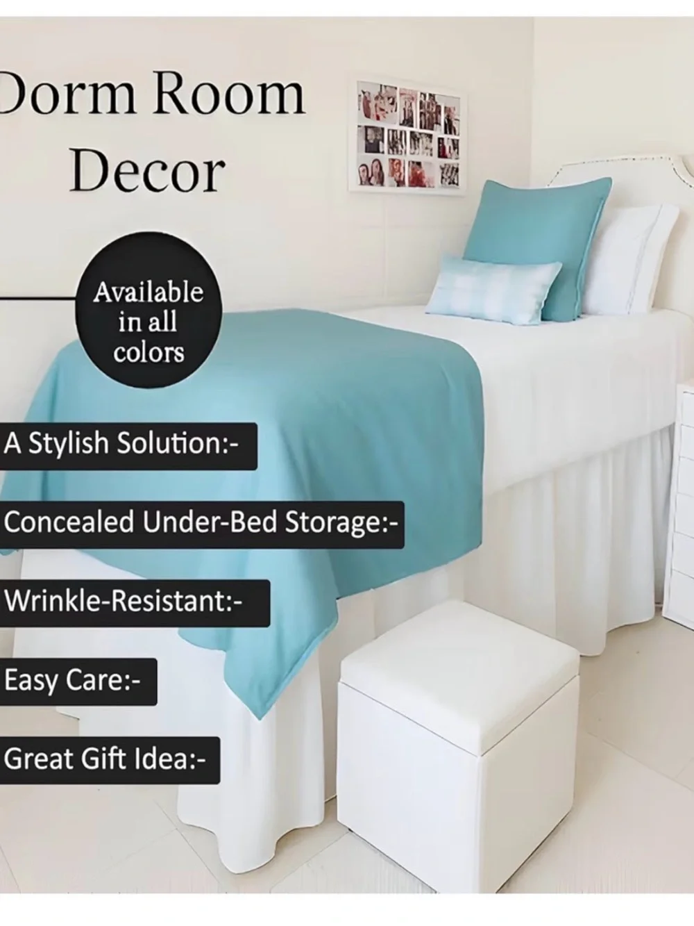 White Twin XL Bed Skirt - 56